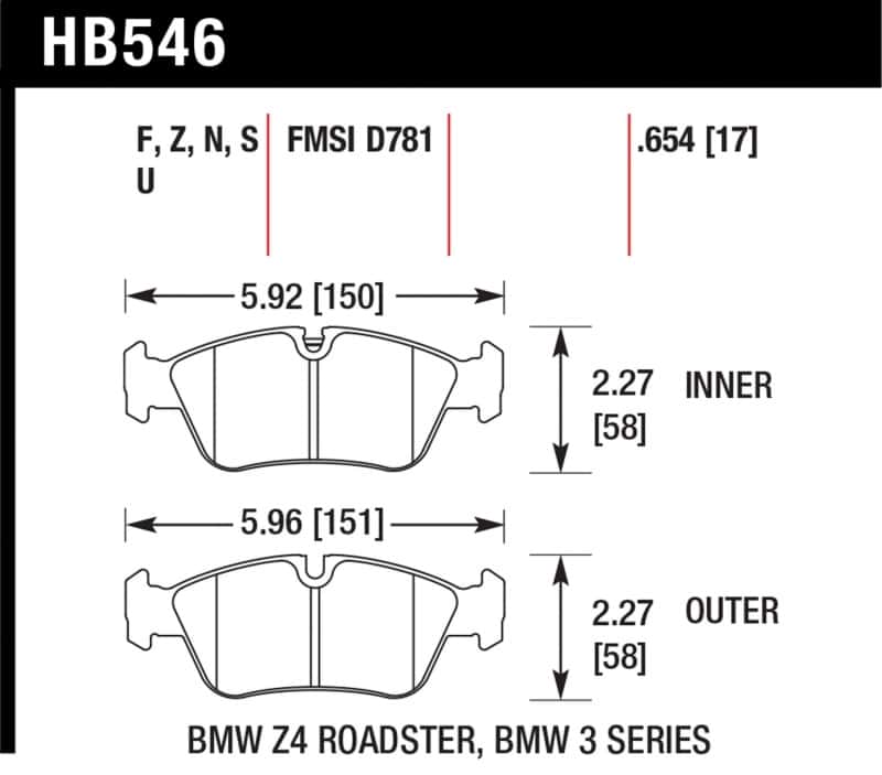 Hawk Performance — Hawk DTC-70 Brake Pads 98-02 BMW Z3/03-08 BMW Z4
Disc Brake Pad - view 2