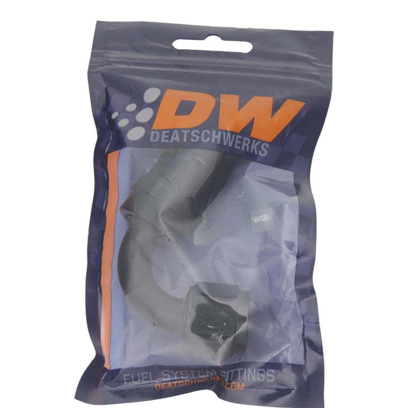 DeatschWerks — DeatschWerks 8 AN Female Flare Swivel 120-Degree Hose End CPE - Anodized Matte Black
Lines & Fittings - view 2