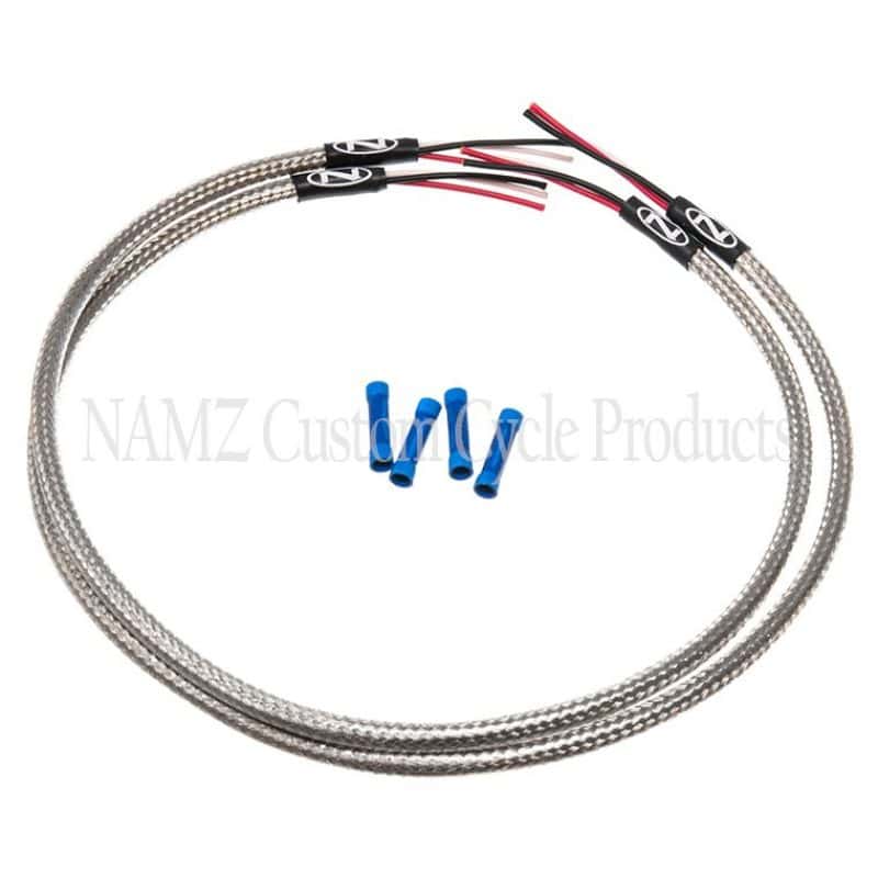 NAMZ — NAMZ Turn Signal Harness 24in. (SS Braided & Clear Coated - For Triple Tree Mounted Signals) - view 1