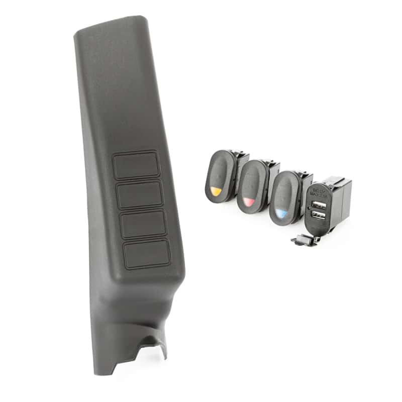 Rugged Ridge — Rugged Ridge A-Pillar Pod Kit 3 Switch USB 11-18 JK/JKU
RkrSwitchandCoverSet
OFFROAD_INTERIOR - view 1