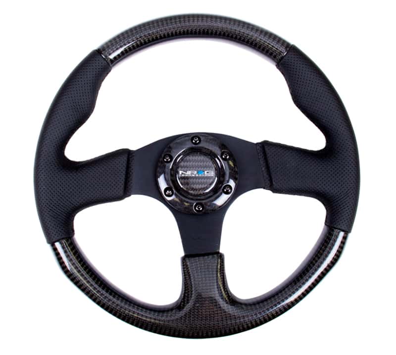 NRG — NRG Carbon Fiber Steering Wheel (315mm) Leather Trim w/Black Stitching - view 1