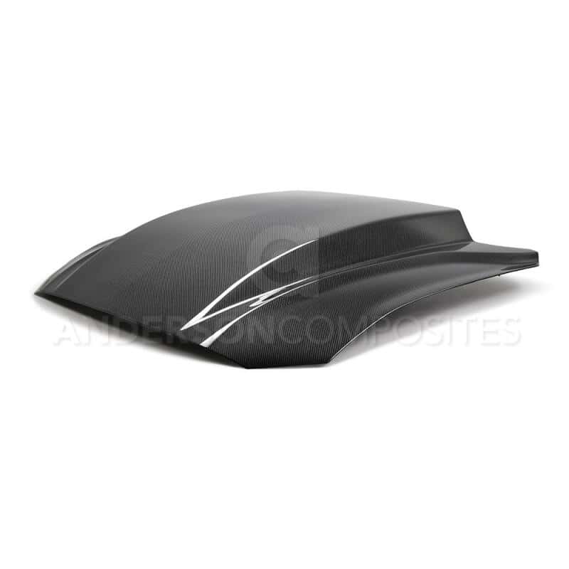 Anderson Composites — Anderson Composites 2018 Ford Mustang Double Sided Type-CJ 4in Carbon Fiber Cowl Hood - view 3