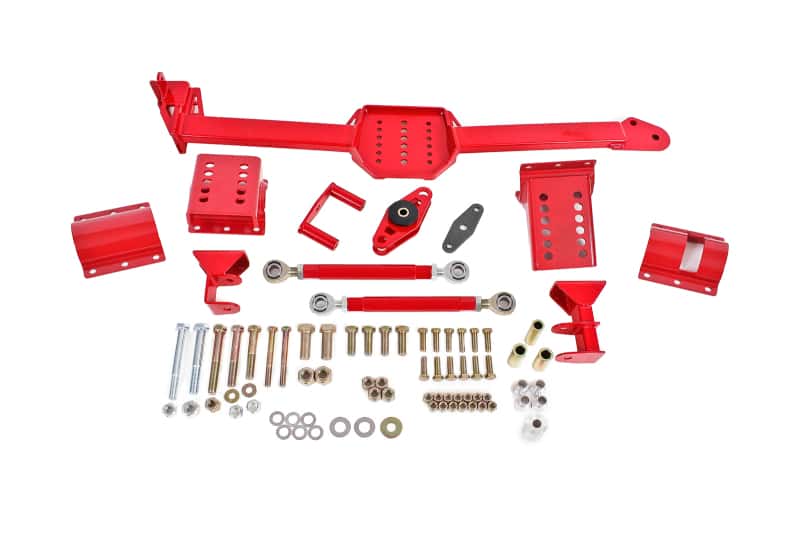 BMR Suspension — BMR 05-14 S197 Mustang Body Mount Watts Link Rod End/Poly w/ Adj. Axle Clamps - Red - view 2