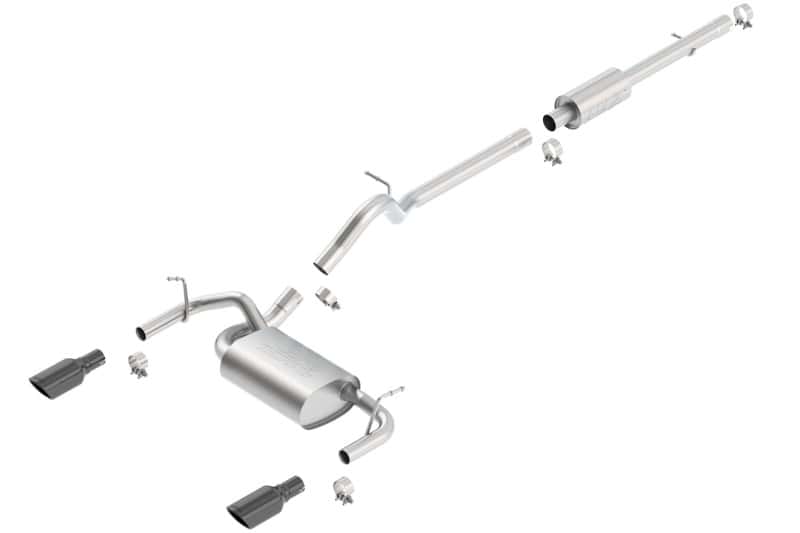 Borla — Borla 12-16 Jeep Wrangler 3.6L AT/MT 4DR 4WD S SQ RL AC SR 2.5in 2in TIP 3.5inx3.28in Black Chrome
Cat-Back System
ExhstSysKt - view 3
