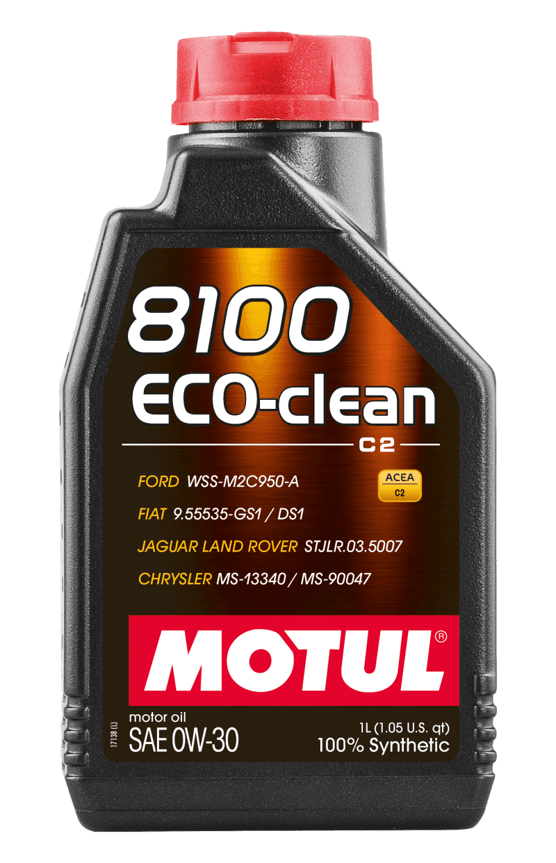 Motul — Motul 1L Synthetic Engine Oil 8100 Eco-Clean 0W30 12X1L - C2/API SM/ST.JLR 03.5007 - 1L - view 1