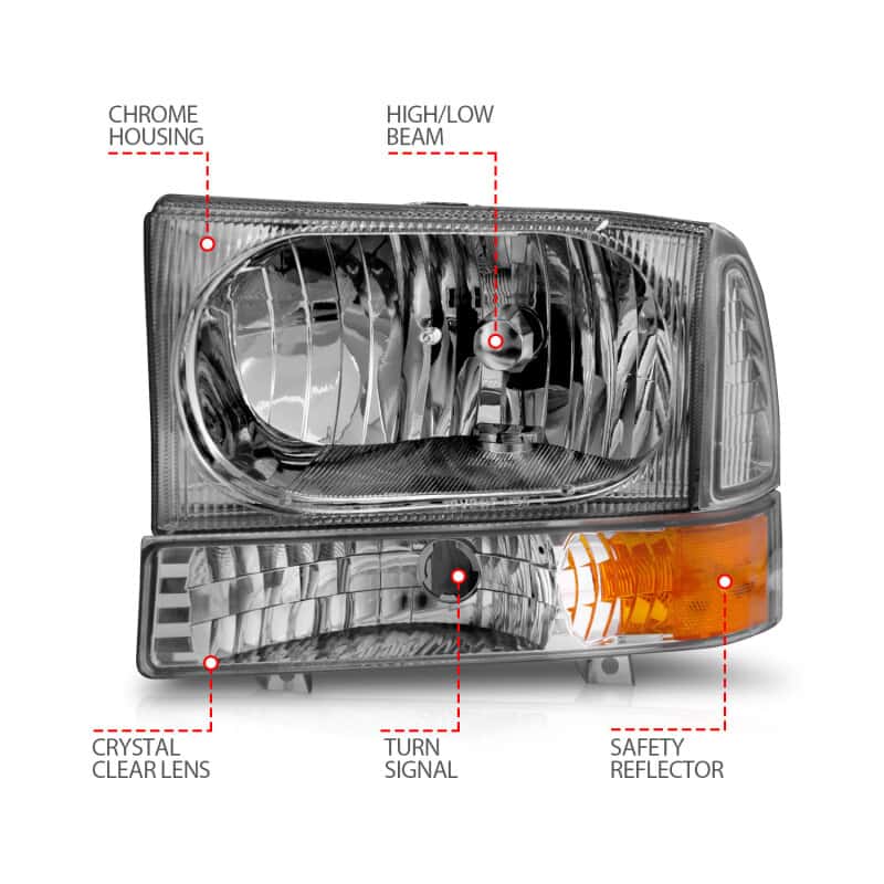ANZO — ANZO 2000-2004 Ford Excursion Crystal Headlights Chrome w/ Corner Lights 2pc
Head Light Set
HdLtSet - view 5