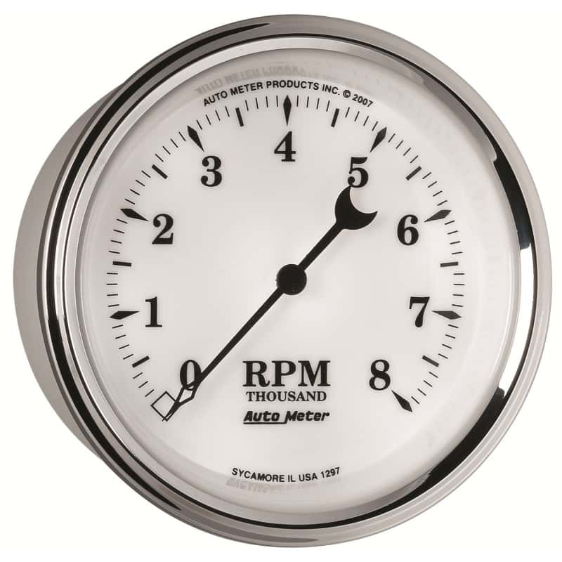AutoMeter — AutoMeter Gauge Tachometer 3-3/8in. 8K RPM In-Dash Old Tyme White II
3-3/8" TACH, 8,000 R - view 11