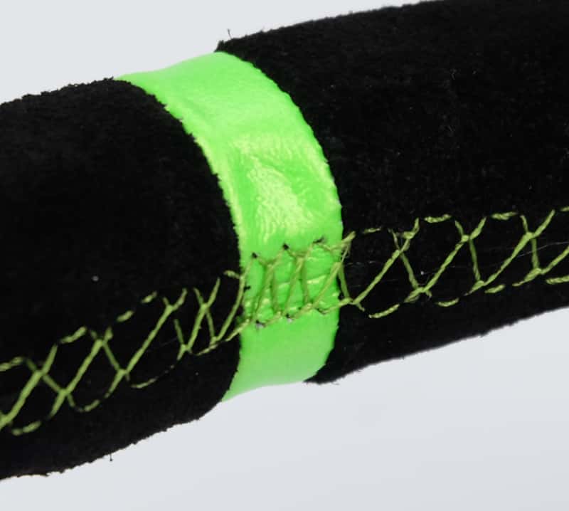 NRG — NRG Reinforced Steering Wheel 350mm/3in. Deep Blk Suede/ Neon Green Stitch w/5mm Matte Black Spoke - view 4