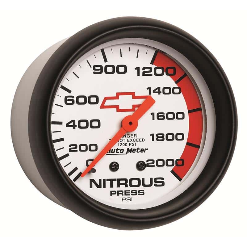 AutoMeter — AutoMeter Gauge Nitrous Pressure 2-5/8in. 2000PSI Mechanical Chevy Red Bowtie White
2-5/8" NITROUS, 0-20 - view 4