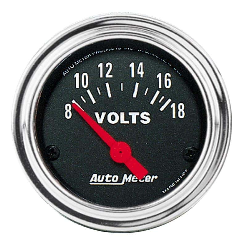 AutoMeter — Autometer Traditional Chrome 52mm 8-18 Volts Short Sweep Electrical Voltmeter
2" VOLTMETER, 8-18 V - view 1