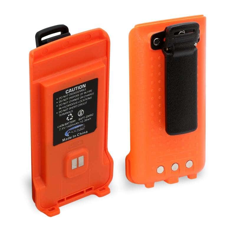 Rugged Radios — Rugged Radios GMR2 Replacement Lithium Battery w/12v Charge Port and Belt Clip Safety Orange - view 2