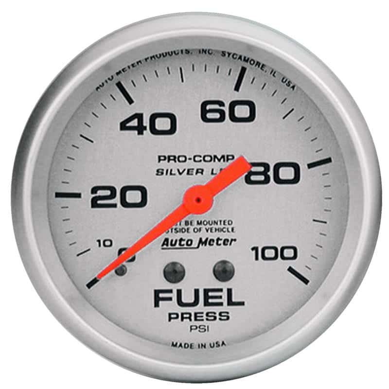 AutoMeter — Autometer 66.7mm METRIC 0-100 PSI Fuel Pressure Liquid Filled Mechanical Silver Gauge
2-5/8" FUEL PRESS, 0 - view 2