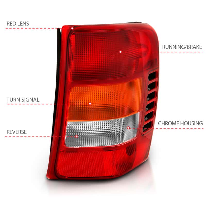 ANZO — ANZO 1999-2004 Jeep Grand Cherokee Taillight Red/Clear Lens (OE Replacement) - view 4