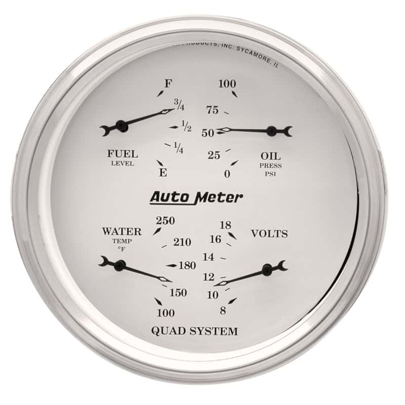 AutoMeter — AutoMeter Gauge Quad 5in. 240 Ohm(e) to 33 Ohm(f) Elec Old Tyme White
5" QUAD GAUGE, OLD T - view 2