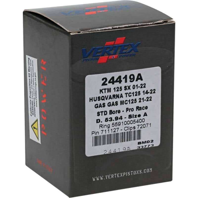 Vertex Pistons — Vertex Piston 01-16 KTM 125 EXC 125cc Forged Pro Race Piston Kit - view 5