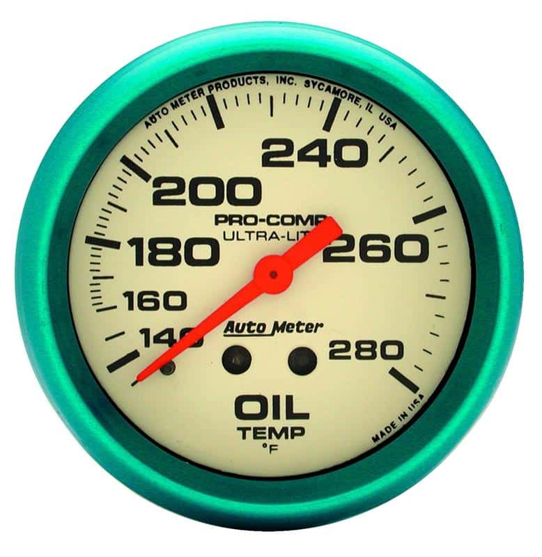 AutoMeter — AutoMeter Gauge Oil Temp 2-5/8in. 140-280 Deg. F Liquid Filled Mech Glow In Dark Ultra-Nite
GA 2.6" OT 280F L UN - view 2