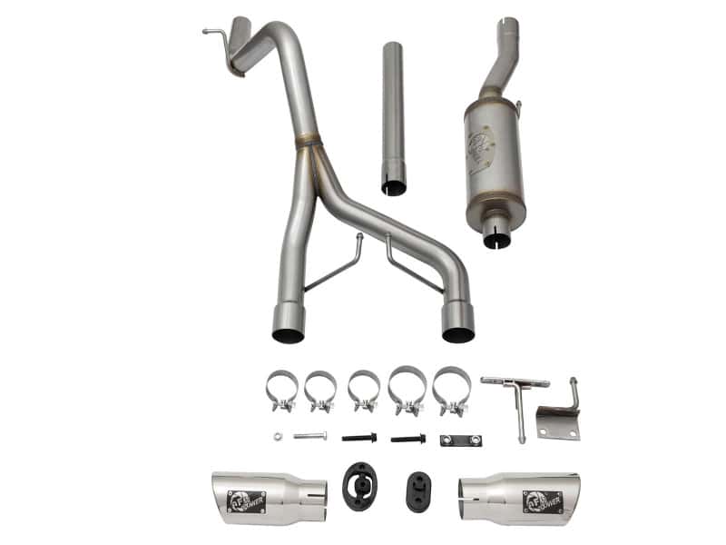 aFe — aFe Rebel Series CB 2.5in Dual Center Exit SS Exhaust w/ Polish Tip 07-15 Jeep Wrangler 3.6L/3.8L V6
Cat-Back Exhaust - view 7