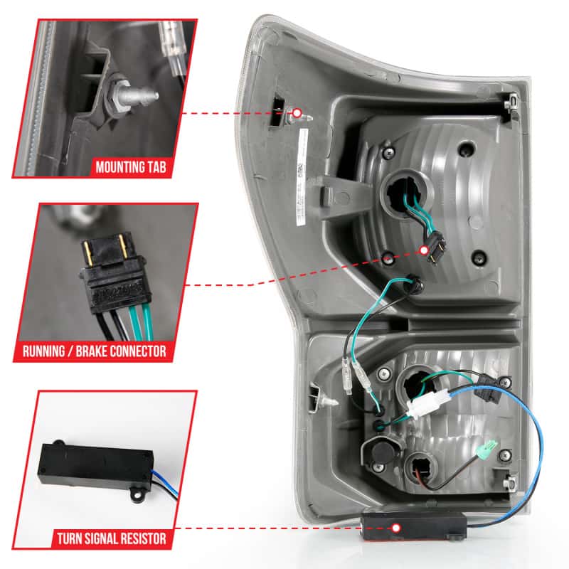 ANZO — ANZO 2007-2013 Toyota Tundra LED Taillights Plank Style Black w/Clear Lens - view 9