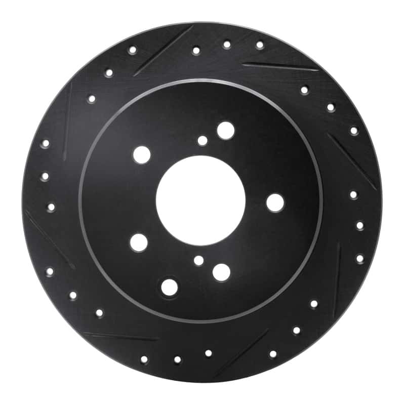 R1 Concepts — R1 90-96 Infiniti Q45 Rear Left Drilled & Slotted Black Brake Rotor
R1 Brake Rotor Drill - view 1