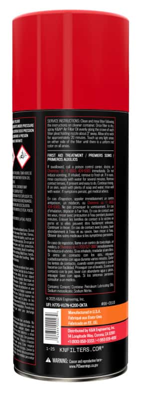 K&N Engineering — K&N 12.25 oz. Aerosol Air Filter Oil
Air Filter Oil-12.25
Filter Oil - view 7