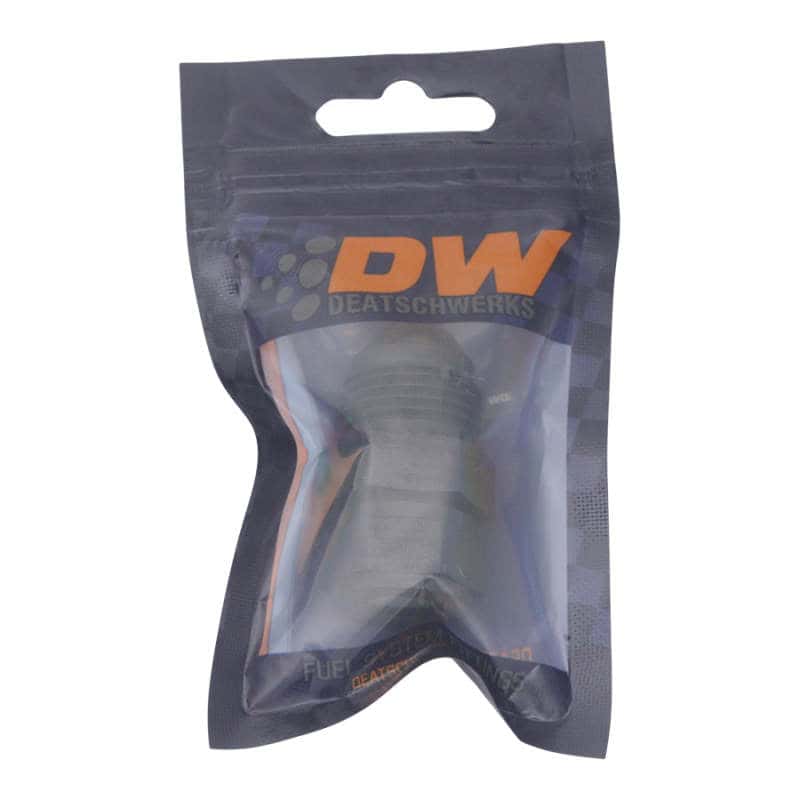 DeatschWerks — DeatschWerks 8AN Male Flare to Fuel Pump Outlet Barb Adapter - Anodized Matte Black
Lines & Fittings - view 1