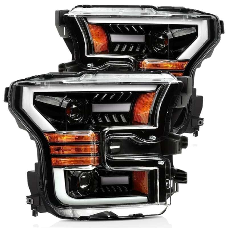 AlphaRex — AlphaRex 15-17 Ford F-150 LUXX LED Projector Headlights Plank Style Alpha Blk w/Activ Light/DRL
Projector Headlights - view 1