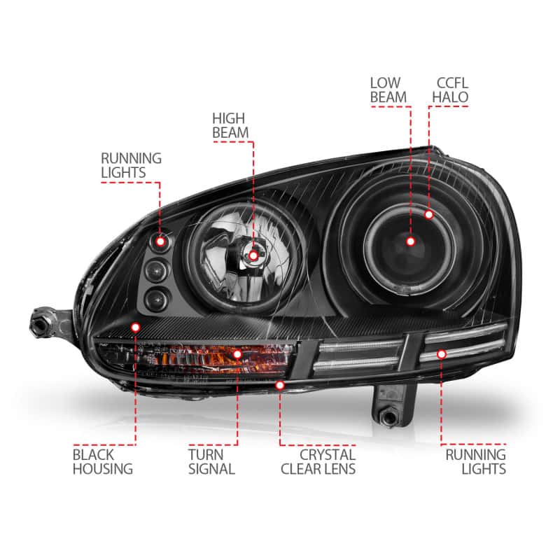 ANZO — ANZO 2006-2009 Volkswagen Rabbit Projector Headlights w/ Halo Black (CCFL)
Head Light Set
HdLtSet - view 12