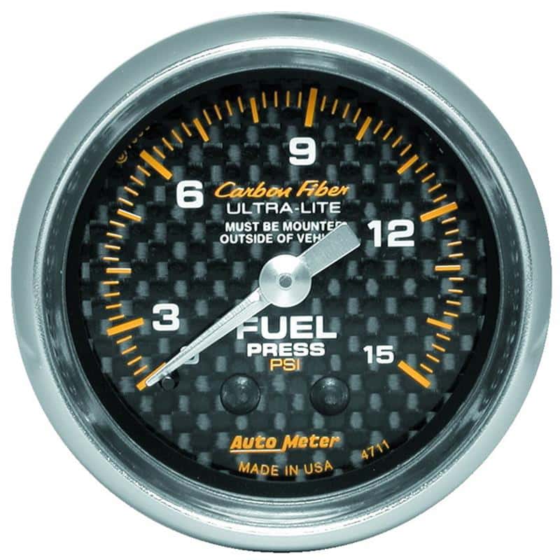 AutoMeter — Autometer Carbon Fiber 52mm 15 PSI Mechanical Fuel Pressure Gauge
GA 2" FUP M 15psi CF - view 2