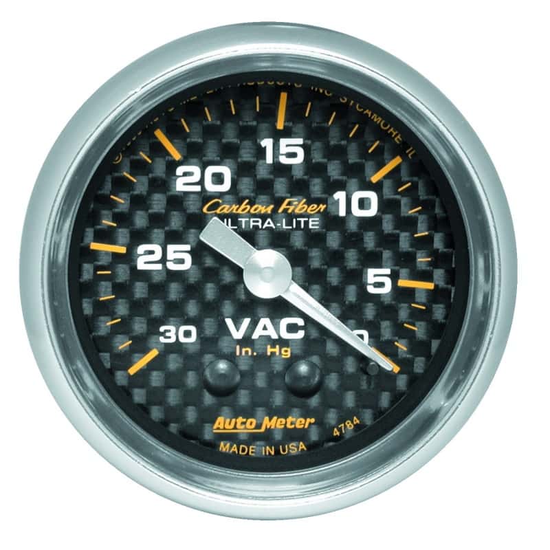 AutoMeter — Autometer 2-1/16in Vacuum Gauge Carbon Fiber Mechanical 30Hg
GA 2" VAC MECH CF - view 1