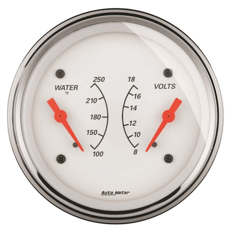AutoMeter — AutoMeter Gauge Dual Wtmp & Volt 3-3/8in. 250 Deg. F & 18V Elec Arctic White
GA 3.4" WTMP/VOLT AW - view 1