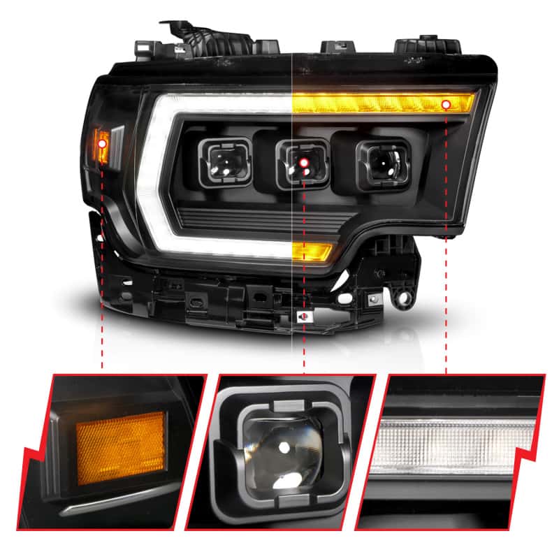 ANZO — ANZO 19-24 RAM 2500/3500 Z-Series Full LED Proj Headlights DRL/Init/SeqSig - Pass. Side ONLY - view 2
