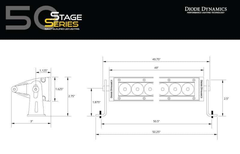 Diode Dynamics — Diode Dynamics 50 In LED Light Bar Single Row Straight - Amber Combo Each Stage Series - view 4