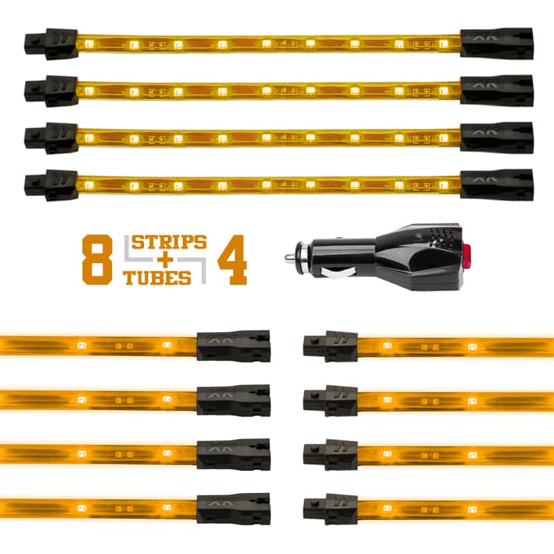 XKGLOW — XK Glow Strip Single Color Underglow LED Accent Light Car/Truck Kit Amber - 8x24In Tube + 4x8In - view 2