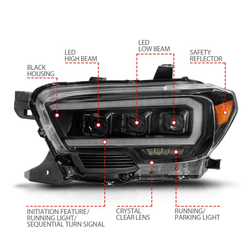 ANZO — ANZO 16-22 Toyota Tacoma LED Projector Headlights w/ Light Bar Sequential Black Housing w/Initiation
Head Light Set
HdLtSet - view 10