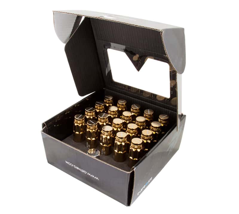 NRG — NRG 700 Series M12 X 1.25 Steel Lug Nut w/Dust Cap Cover Set 21 Pc w/Locks & Socket - Chrome Gold - view 1