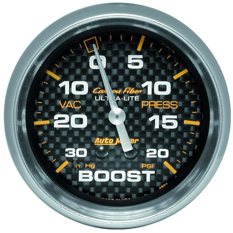 AutoMeter — Autometer Carbon Fiber II 66.7mm Mechanical Vacuum / Boost Gauge 30 In. HG/20 PSI
GA 2.6" BST/VC 20 CF - view 2