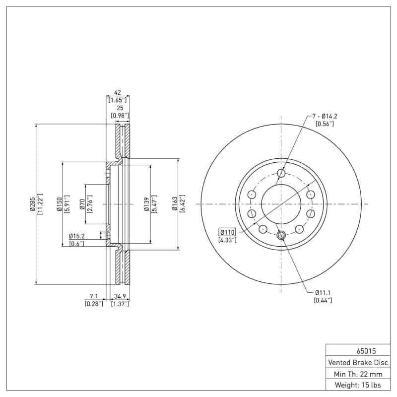 DFC — DFC 03-11 Cadillac BLS (Mexico) Front Brake Rotor
DFC Brake Rotor - view 6