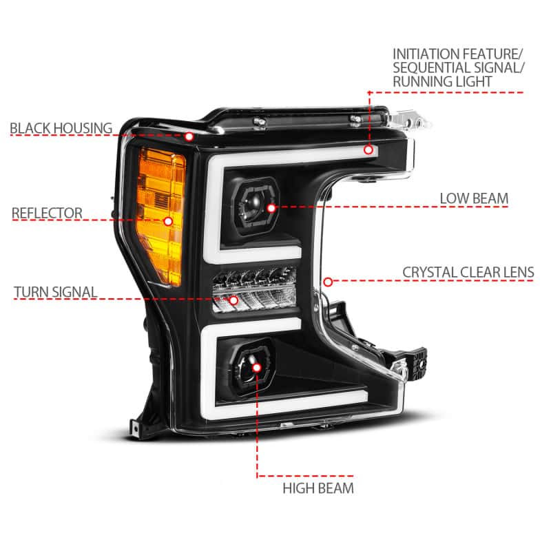 ANZO — ANZO 20-22 Ford Super Duty (Halogen) Z-Series Full LED Proj Headlights SeqSig - Pass. Side ONLY - view 3