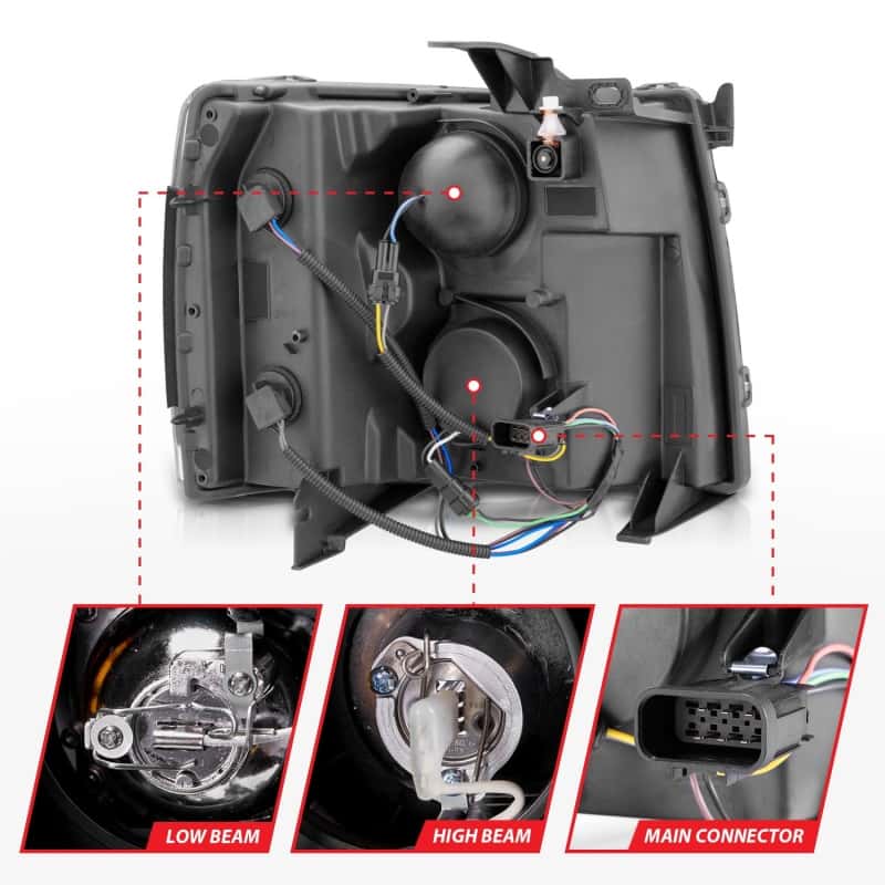 ANZO — ANZO 2007-2013 Chevrolet Silverado 1500 Projector Headlights w/ Halo Black
Head Light Set
HdLtSet - view 6