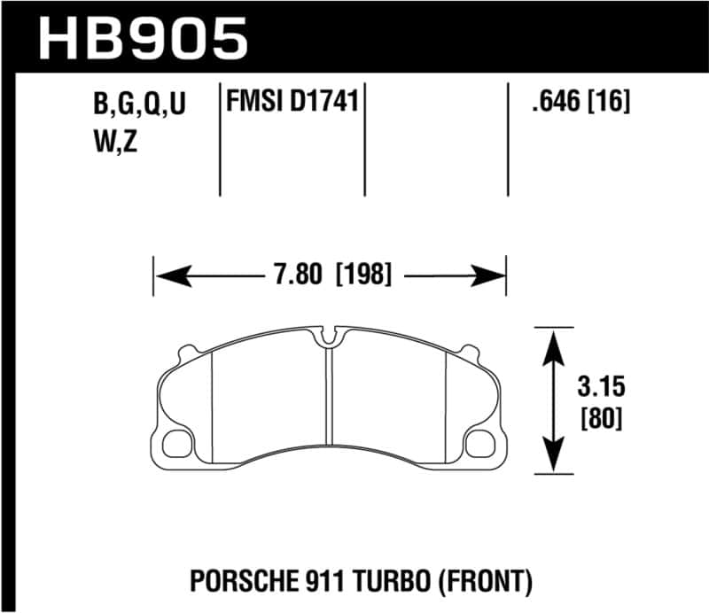 Hawk Performance — Hawk 14-18 Porsche 911 DTC-70 Front Race Brake Pads
Disc Brake Pad - view 1