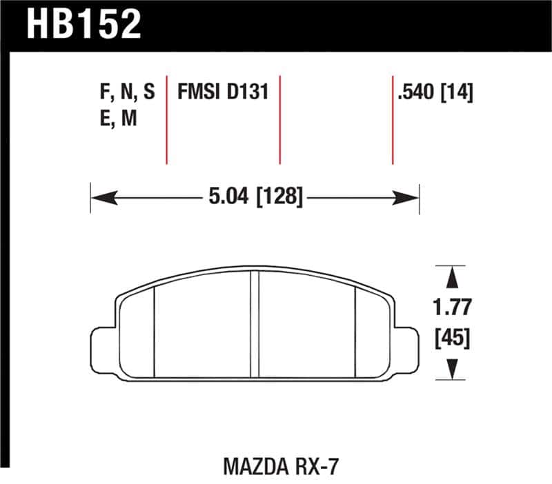 Hawk Performance — Hawk Mazda RX-7 HPS Street Front Brake Pads
Disc Brake Pad - view 1