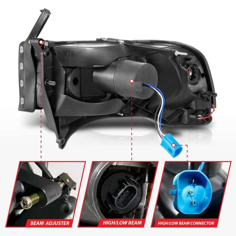 ANZO — ANZO 94-02 Dodge RAM Crystal Headlight - w/ Light Bar Black Housing
Head Light Set
HdLtSet - view 5