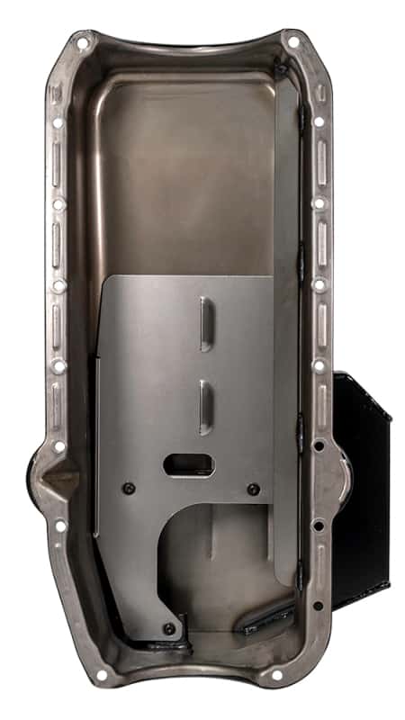 Moroso — Moroso Pre-80 Chevrolet SBC (w/Driver Side Dipstick) Wet Sump 7qt 7.5in Steel Oil Pan - Black - view 2