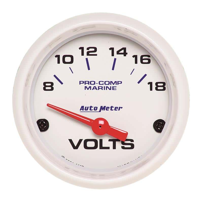 AutoMeter — Autometer Marine White 2-1/16in 18V Electric Voltmeter Gauge
GA 2" VOLT 18V MW - view 2