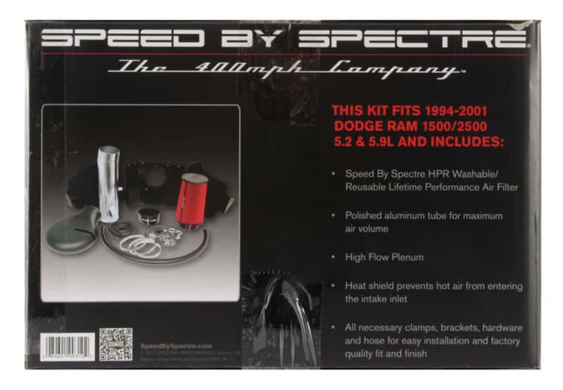 Spectre — Spectre 94-01 Dodge RAM 1500/2500 V8-5.2/5.9L F/I Air Intake Kit - Polished w/Red Filter
Spectre Air Intake K
Air Intake System - view 7