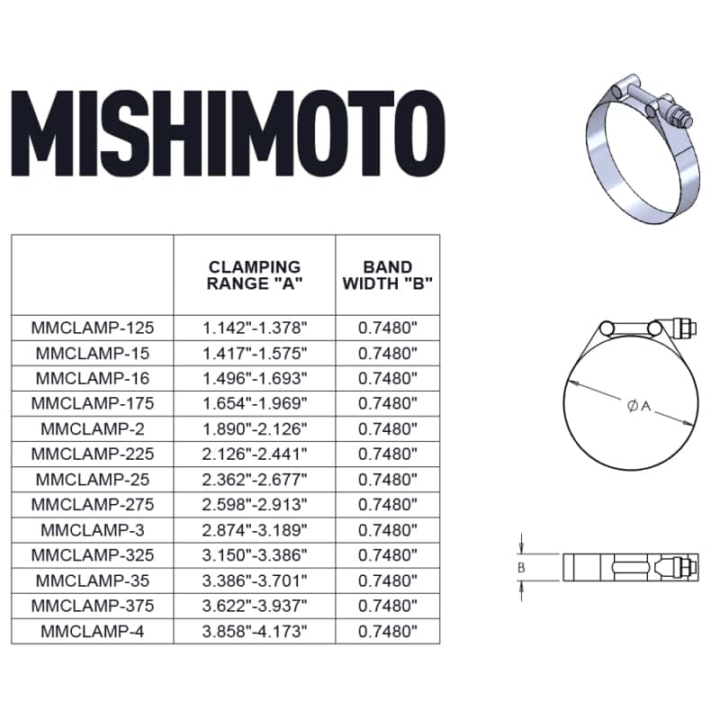 Mishimoto — Mishimoto 2.5 Inch Stainless Steel T-Bolt Clamps
Clamp Assortment - view 6