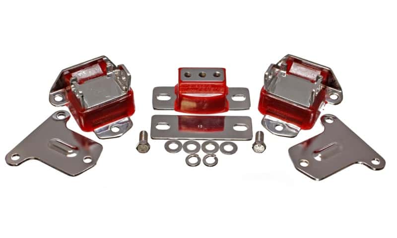 Energy Suspension — Energy Suspension 69-71 Camaro / 70-73 Monte Carlo Red Motor and Transmission Mounts; Chrome Finish
Mtr/TransMntSet - view 2