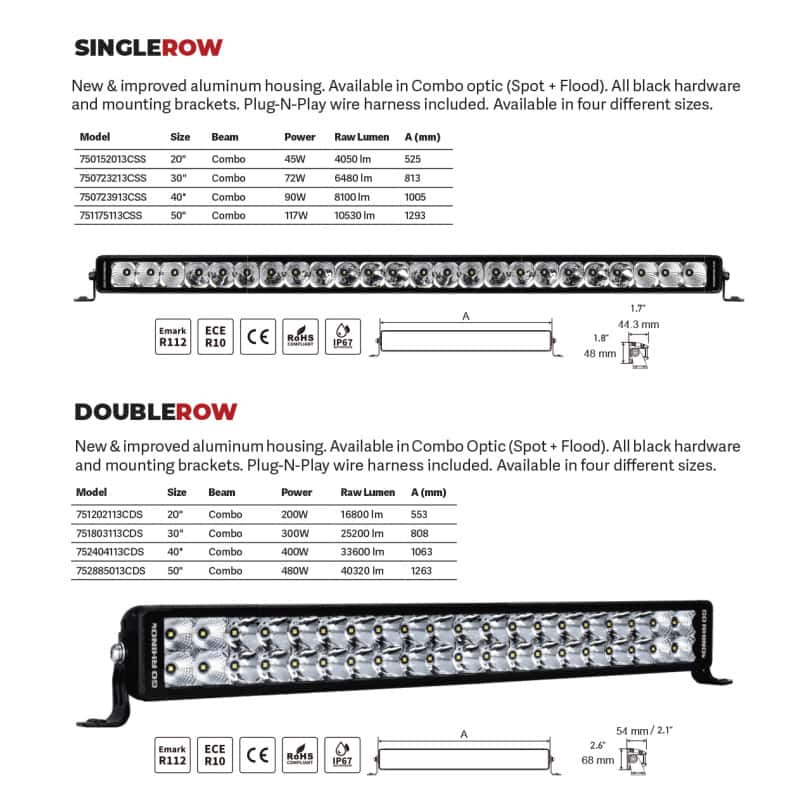 Go Rhino — Go Rhino Xplor Bright Series Dbl Row LED Light Bar (Side/Track Mount) 41.5in. - Blk
Bright - 40"LightBar - view 8