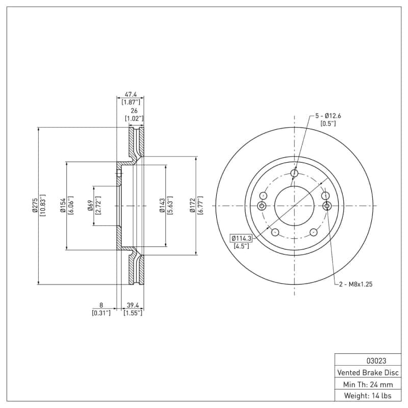 DFC — DFC 07-10 Hyundai Elantra Front GeoSPEC Coated Rotor
DFC Brake Rotor - view 2