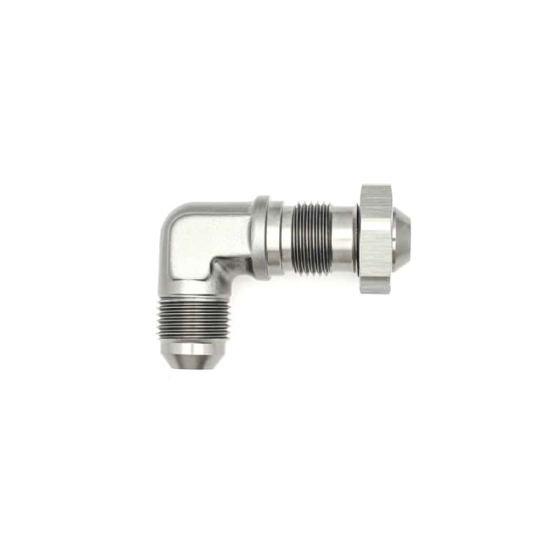 DeatschWerks — DeatschWerks 8AN Male Flare To 8AN Male Flare Bulkhead Adapter 90-Degree (Incl. Nut) - view 4